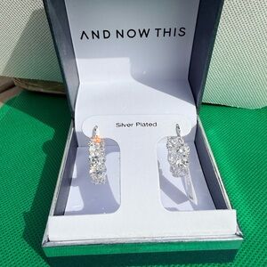 And now this-Silver Plated Crystal Drop Earrings - Clear